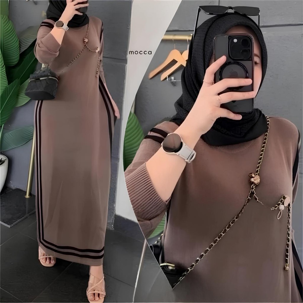Kalila -  Haugi Gamis Rajut Premium / Gamis Rajut Wanita Terbaru Halus