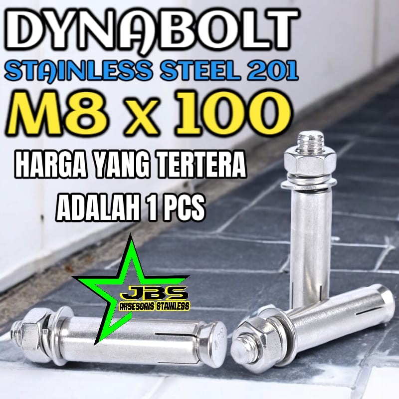 Jual DYNABOLT SS 201 M8x100 - DINABOLT - ANCHOR BOLT STAINLESS | Shopee ...