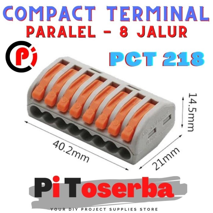 Jual Compact Terminal Block 8P Paralel 8 Jalur Wire Pin Connector PCT ...