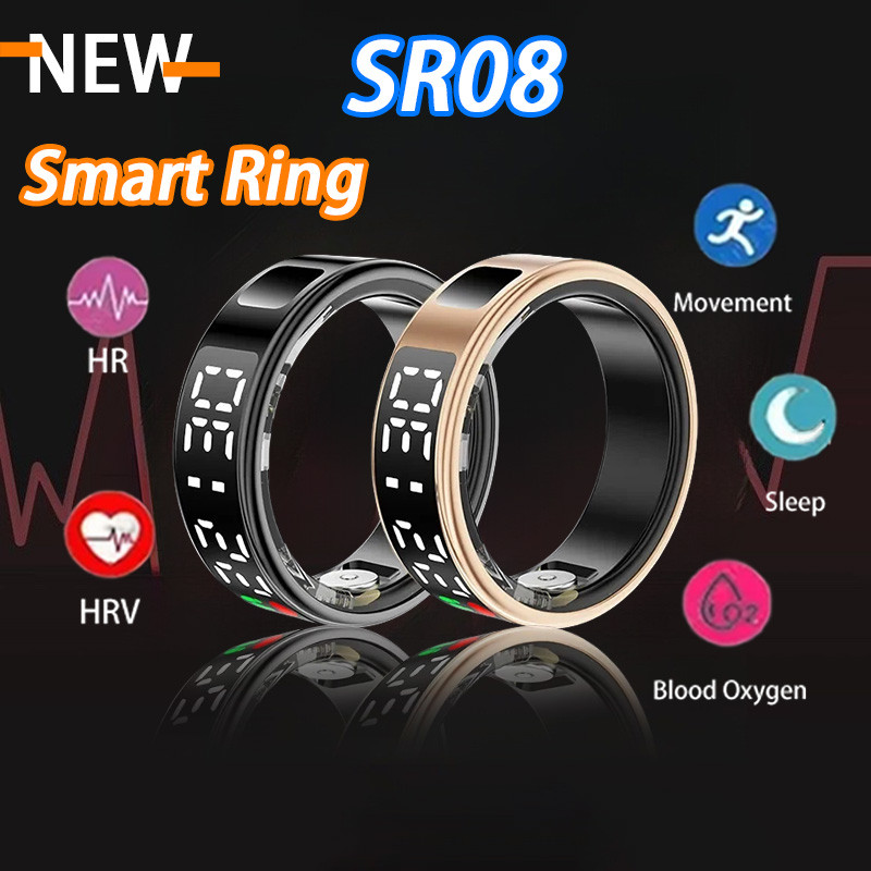 Jual SR08 Smart Ring Men Women LED splay Screen Heart Rate Blood Oxygen ...