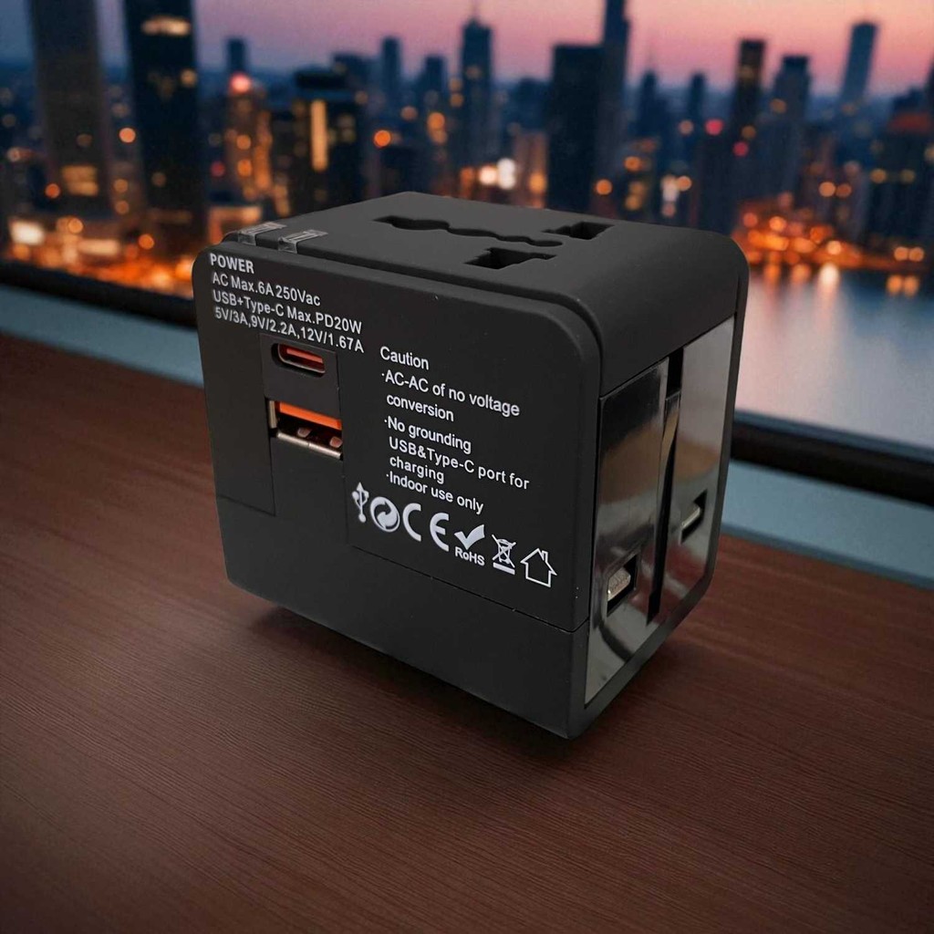 Jual Afzaltronik Universal Travel Adaptor Port USB Type C UK EU USA ...