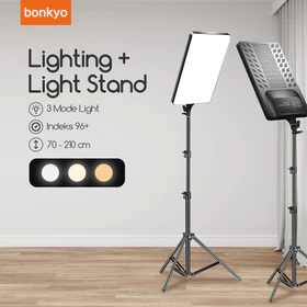 Bonkyo Lampu Foto Led Lampu Lighting Lampu Sorot Lighting Studio Tripod Lampu Konten Kreator