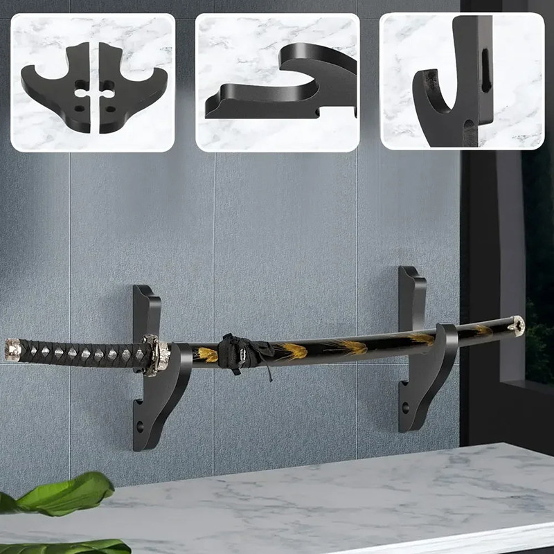 Jual Wall Mount Wooden Sword Stand Holder Hook Hanger Adjustable ...