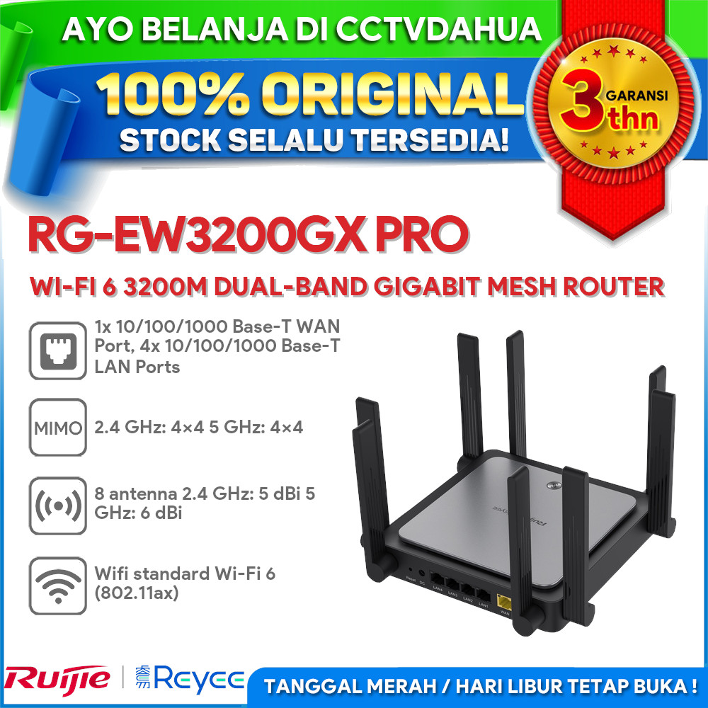 Jual RUIJIE REYEE RG-EW3200GX PRO WI-FI 6 3200M DUAL-BAND GIGABIT MESH ...