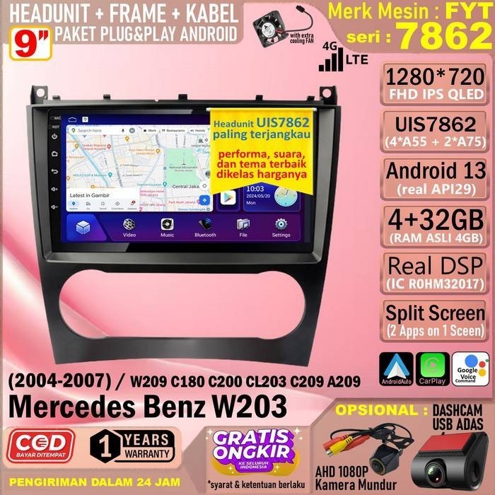 Jual Paket Headunit Android 9 inch + Frame + PNP Canbus Mercedes Benz ...