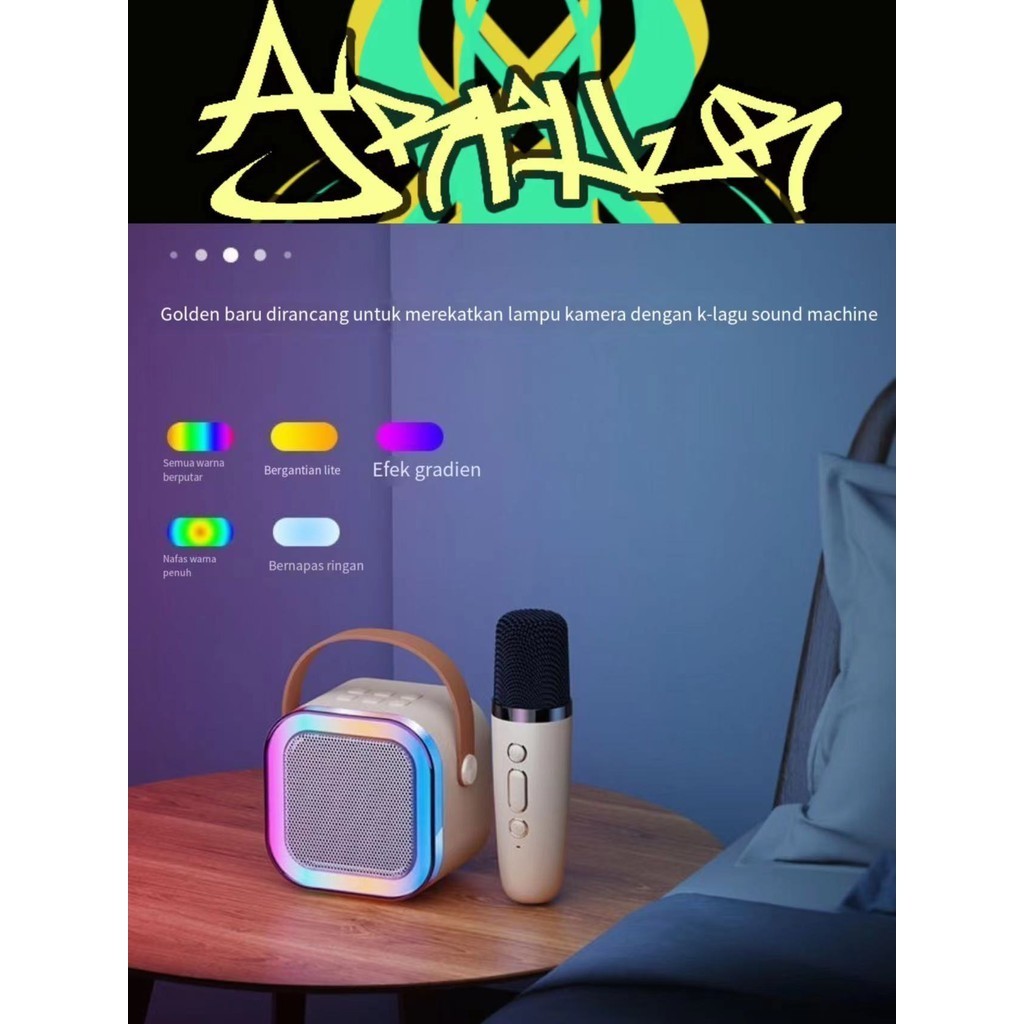 Jual Bluetooth Mini Speaker Karaoke Speaker Portable with 2 MIC 1 SET ...