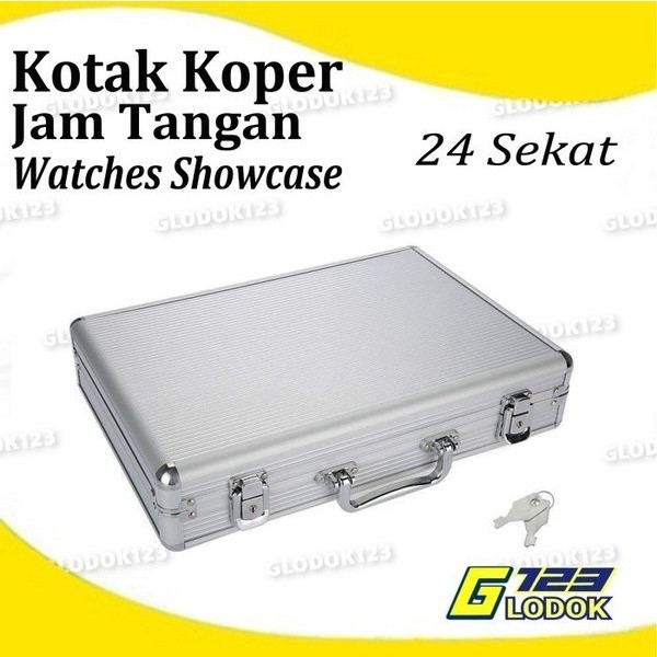 Jual Kotak Tempat Jam Tangan Koper Display Travel Watch Box Alumunium ...