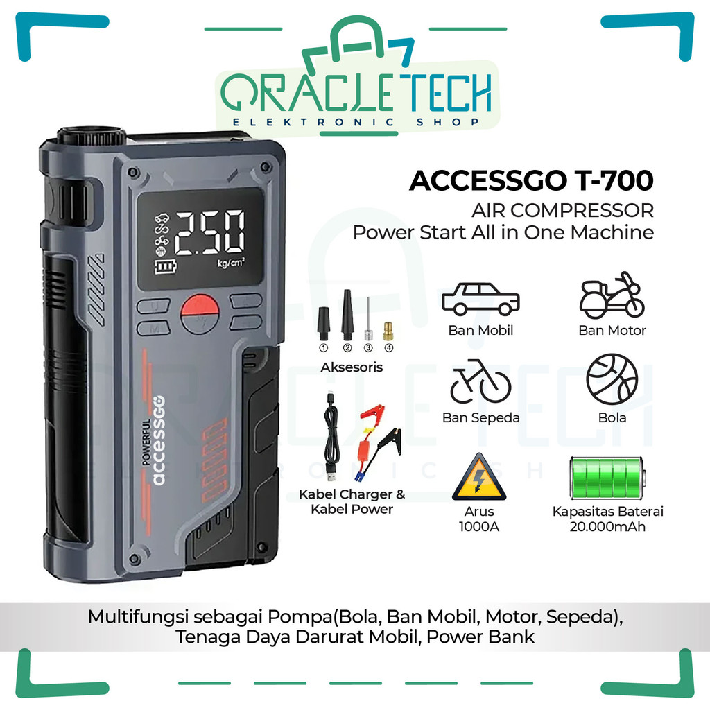 Jual POMPA ELEKTRIK AIR COMPRESSOR JUMPER Digital T-700 Multifungsi ...