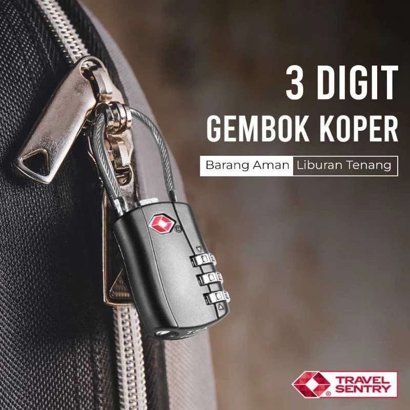 TRAVELSKY Gembok Koper TSA Suitcase Padlock Kode Angka 3 Digit - TSA Lock Standard USA