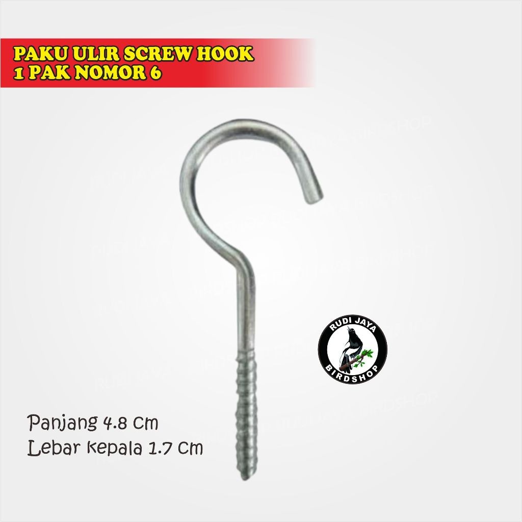 Jual PAKU ULIR SCREW HOOK 1 PAK NOMOR 6 PAKU PLAFON KAPSTOK HAK BUKA ...
