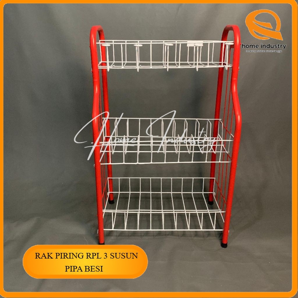 Jual Rak Piring RPL 03 besi merah/ Rak Dapur Mini Tahan Karat 3 Susun ...