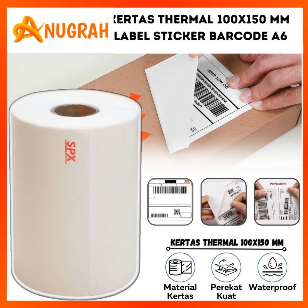 Jual Kertas Thermal Paper Roll 100x150 mm Isi 250 & 500 Lembar / Label ...