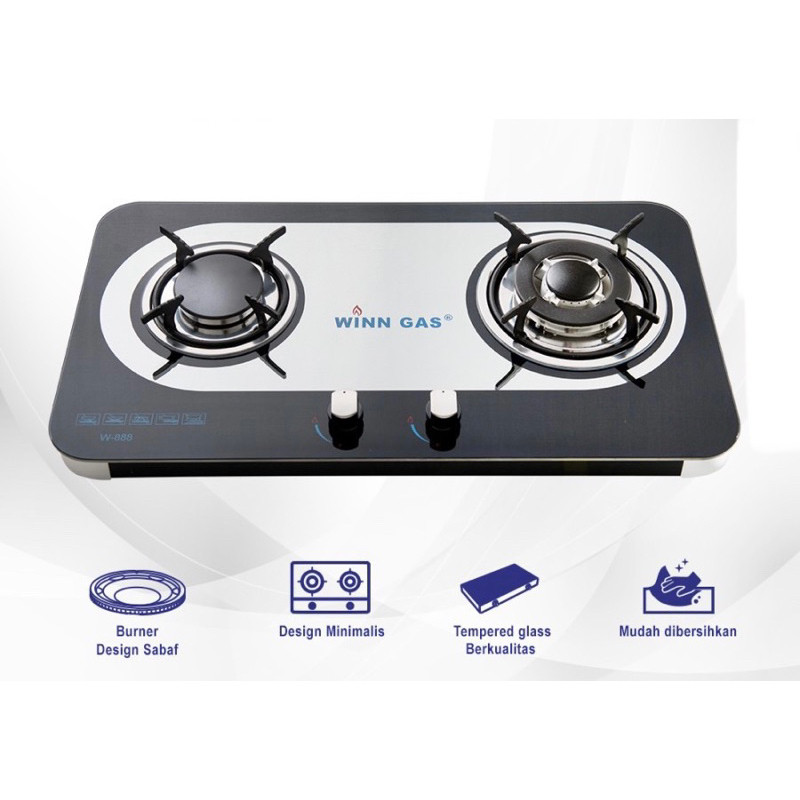 Jual Kompor Gas Kaca Tanam 2 Tungku WINN GAS W-888 Win Gas Kompor Tanam ...