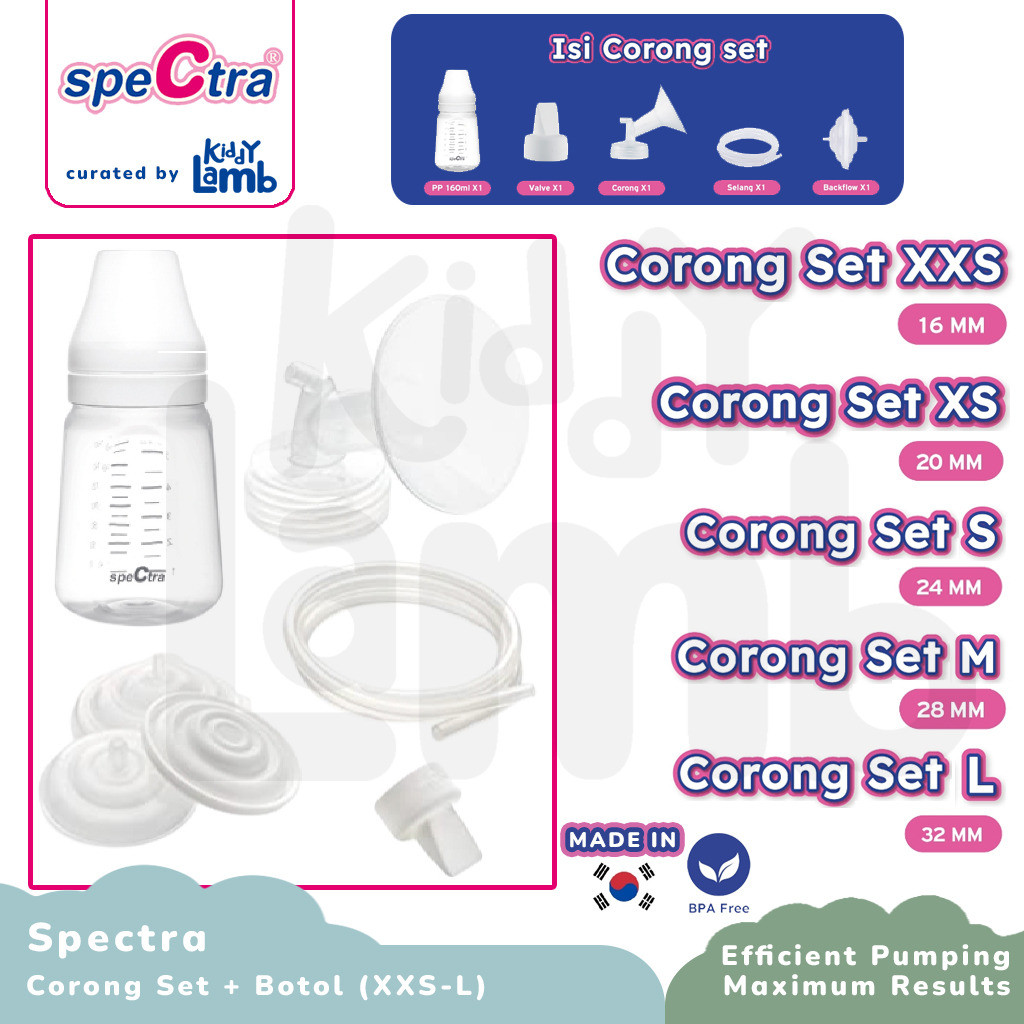 Jual Spectra Breast Shield Set / Corong Set + Botol / Botol Susu Asi ...
