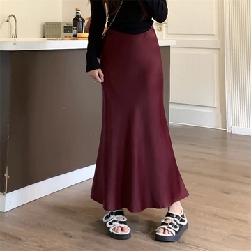 Dealova Wear Jili Rok Panjang Satin Silk Premium Korean Premium Satin Skirt Wanita