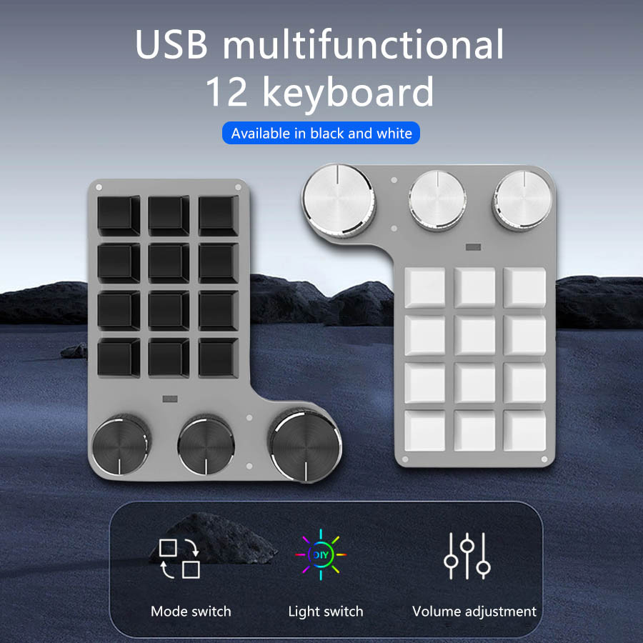 Jual Bluetooth/wired Version 12 Key 3 Knob RGB Custom Programming Macro ...