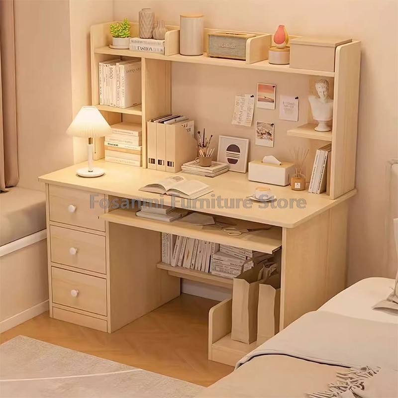 Jual All-in-One Computer Desk with Storage Drawers and Shelf Modern ...
