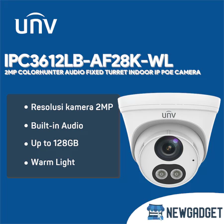UNV IPC3612LB-AF28K-WL 2MP COLORHUNTER AUDIO FIXED TURRET INDOOR IP POE CAMERA