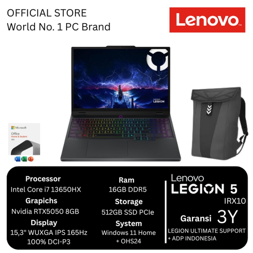 Jual Laptop LENOVO LEGION 15IRX10 83LY00E9ID GeForce RTX 5050