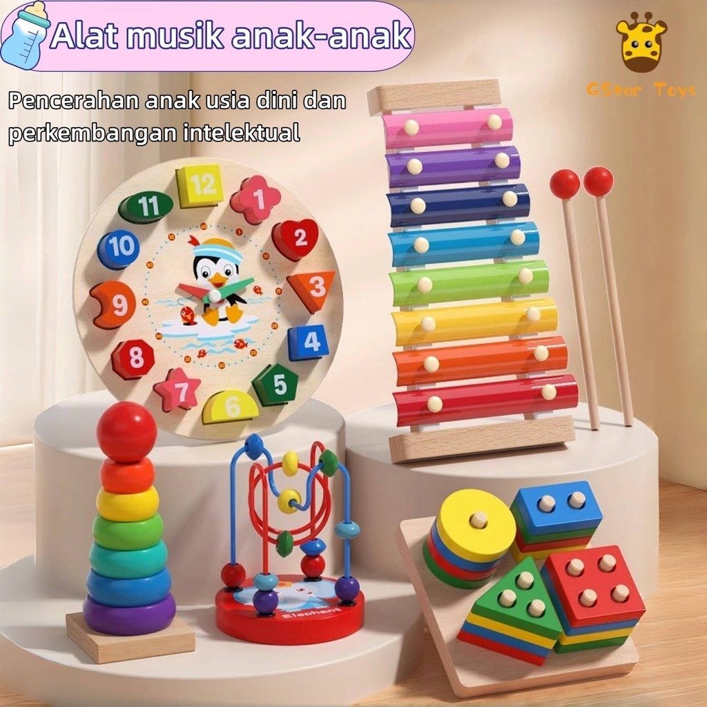 Jual Gstar Mainan Anak Basic Kayu Edukasi Sensory Montessori Mini Round ...
