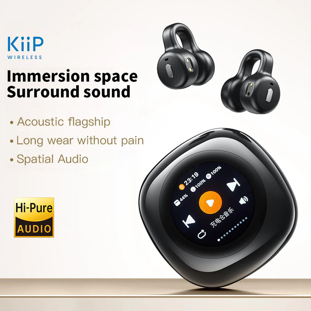 KiiP Wireless OWS DTH8 Smart Headset Bluetooth Earphone TWS Digital Display SD Card