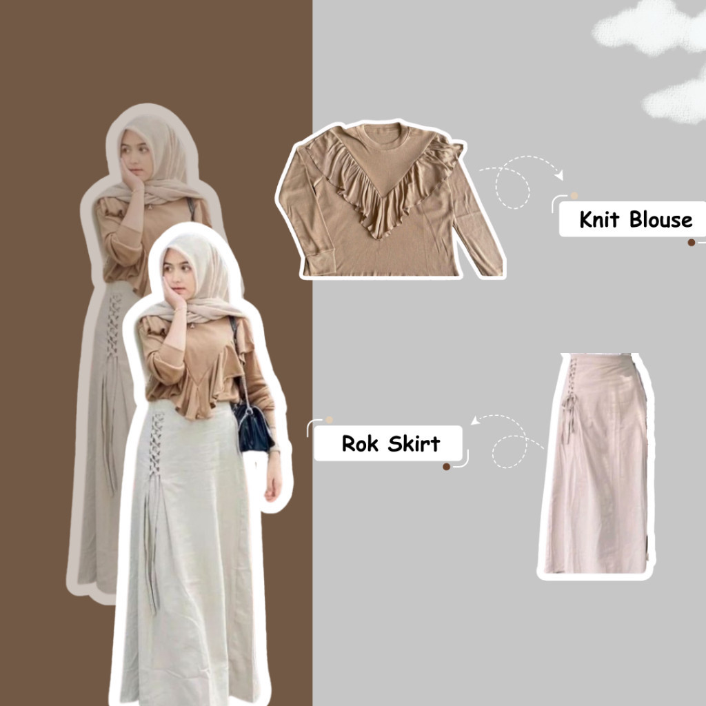 Jual dreamy Aruna AB005 - 3 IN ONE SET ROK | OUTFIT CASUAL HIJAB KOREAN ...