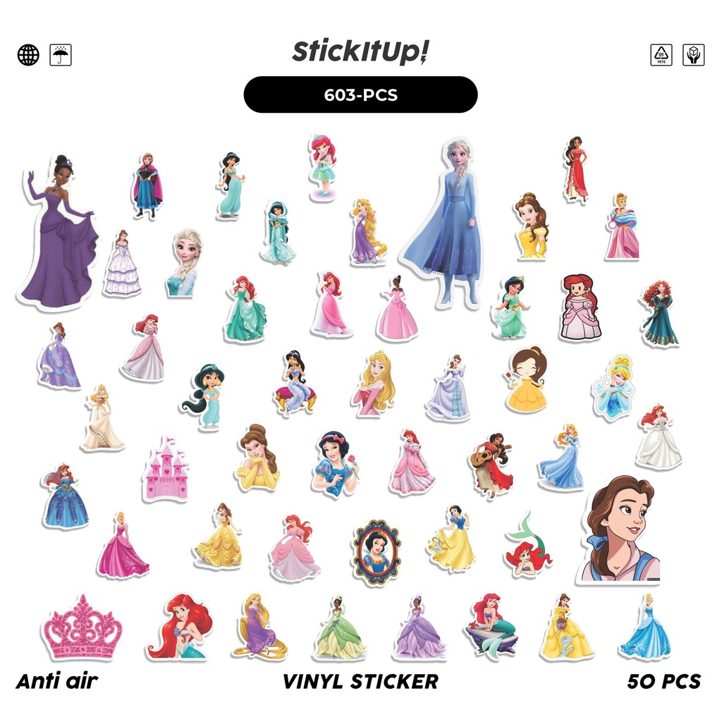 Jual COD 100 Pcs Stiker Pack Disney Princess / Putri Lucu Aesthetic ...