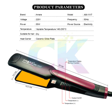( ) AMARA AM 1117 Ceramic Glide Plate Hair Straightener Catokan Rambut CK