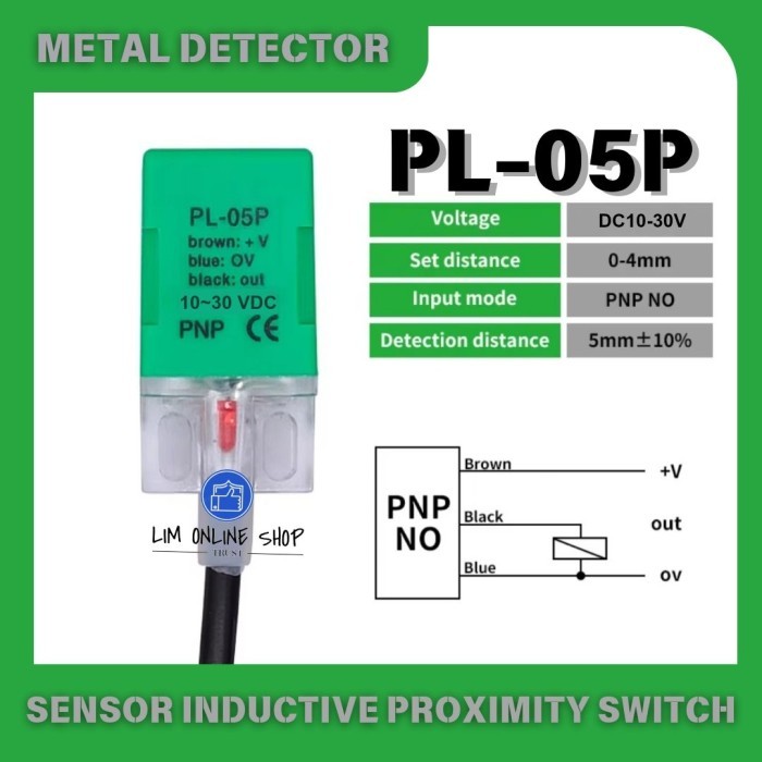 Jual SENSOR PL-05P PNP NO NORMALY OPEN INDUCTIVE PROXIMITY SWITCH DC10 ...