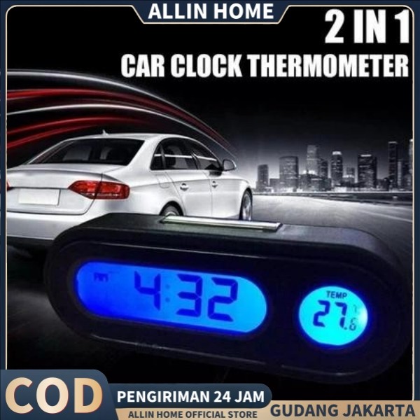 Jual Termometer Jam Mobil / Jam Meja Digital / Led Backlight /Biru ...