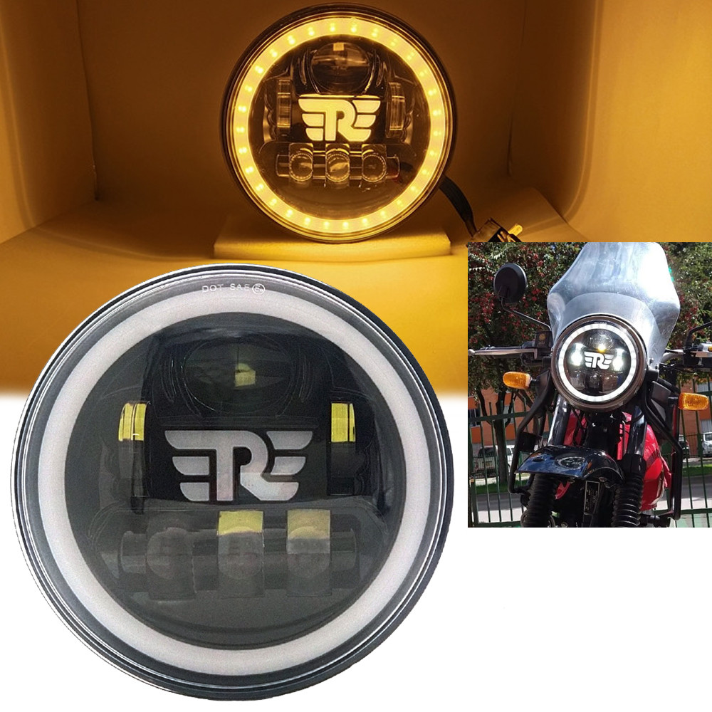 Jual 7 in- Motorcycle Headlight LED Lights Halo DRL Lamp For Royal ...