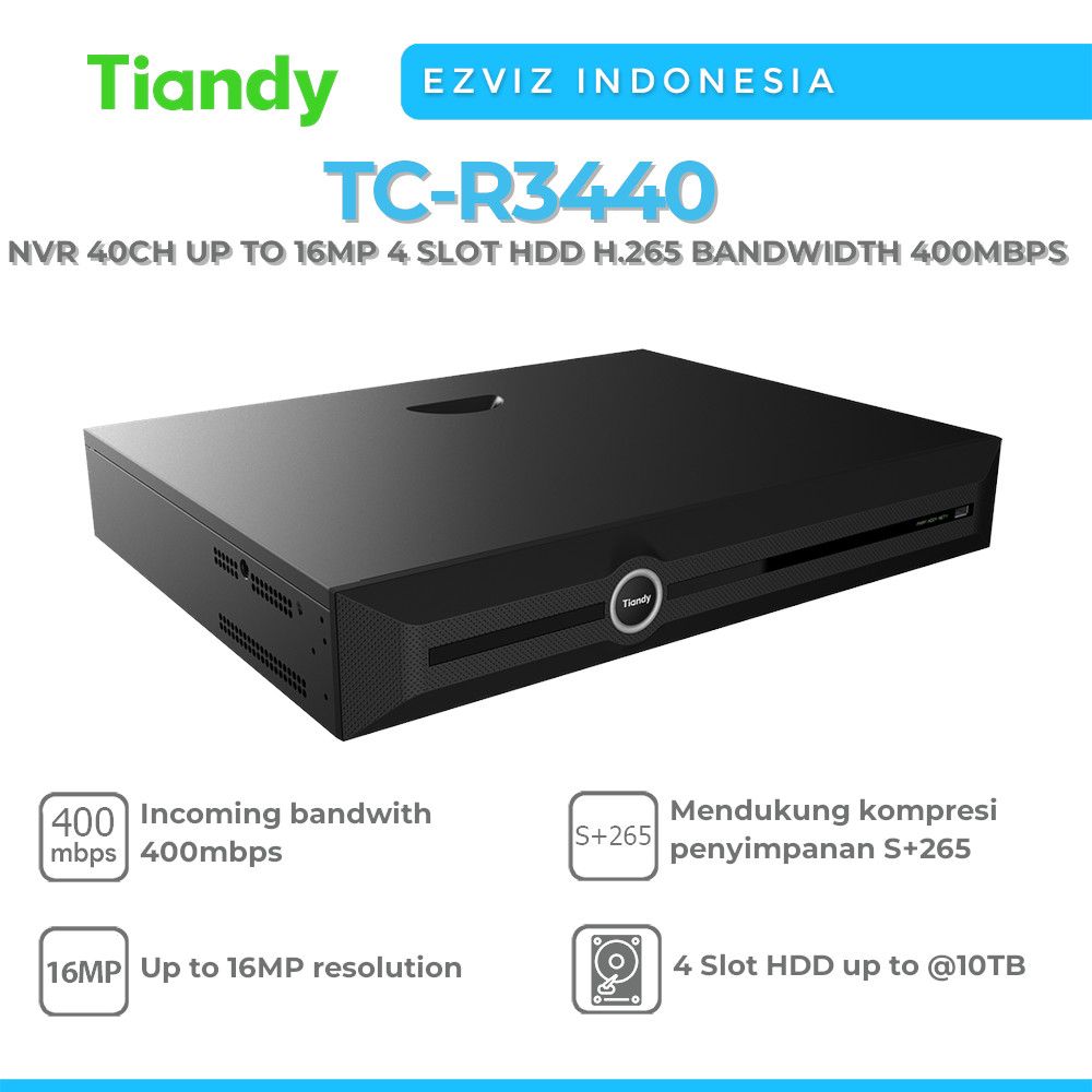 Jual TIANDY TC-R3440 NVR 40CH UP TO 16MP 4 SLOT HDD H.265 BANDWIDTH ...