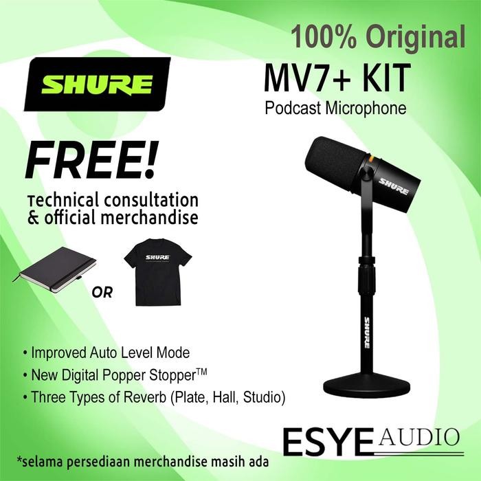 Jual SHURE MV7+ Podcast Kit / MV7 Plus Podcast Kit Microphone Enhanced ...