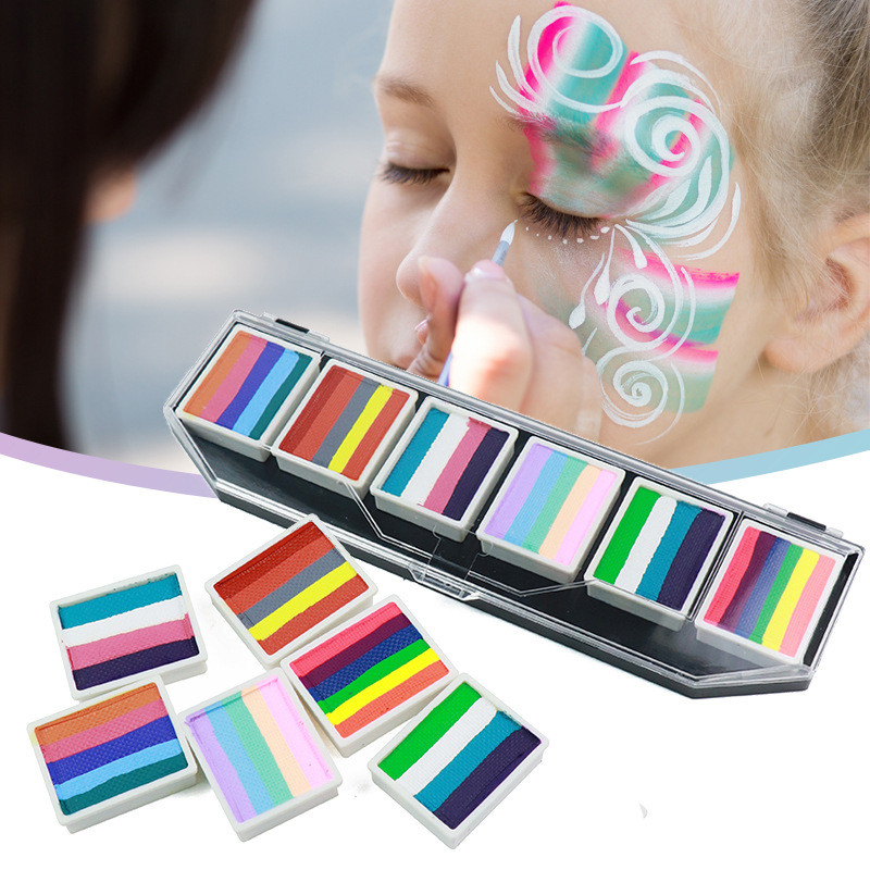 Jual 6 Grids colors Face & Body Paint Palette Makeup Kit Rainbow Water ...