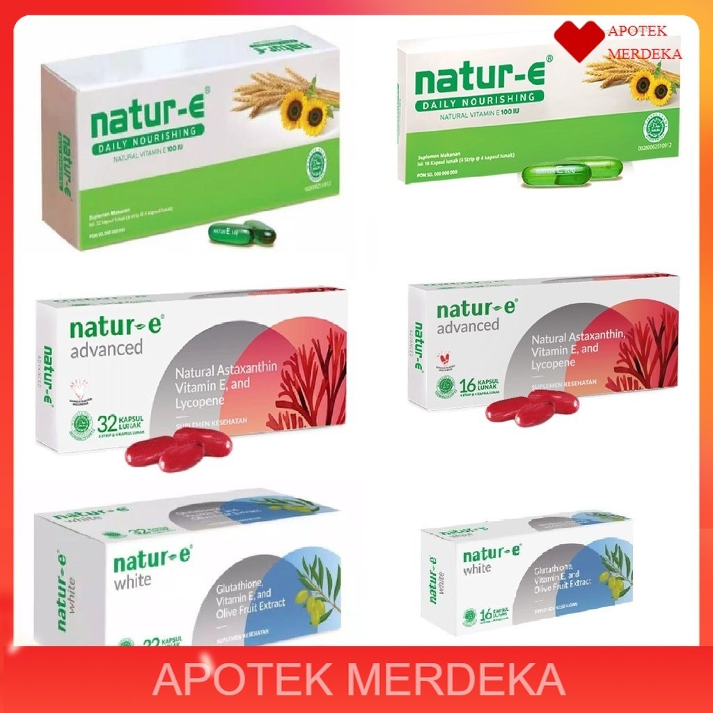 natur e glutathione Jual (PERBOX) Natur E Suplemen Makanan Vitamin Kapsul 16 & 32 Capsule-  DAILY NOURISHING 100 IU/Advanced Astaxanthin/White Glutathione