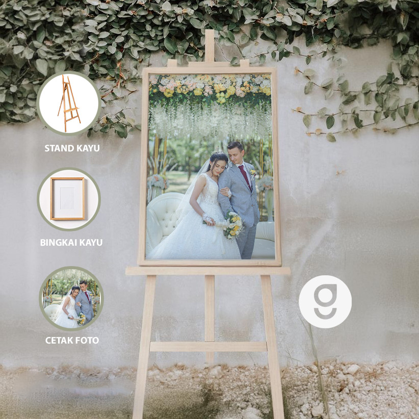 Jual 3in1 Paket Cetak Foto Prewedding + Bingkai + Stand Ukuran 12R