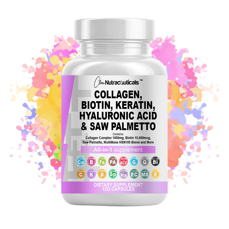 Jual Collagen Biotin Capsules with Keratin Hyaluronic Acid Saw Palmetto ...