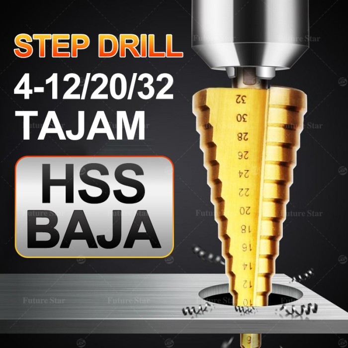 Jual Mata Bor Pagoda Spiral 3pcs Metric Step Cone Drill Bit Set 4-12mm ...