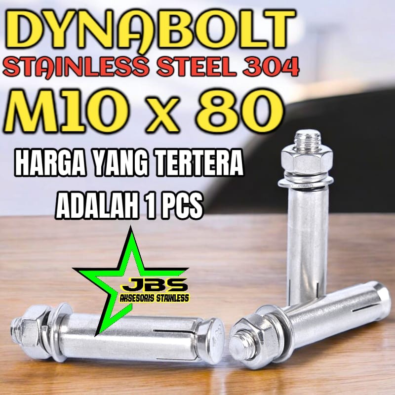 Jual DYNABOLT SS 304 M10×80 - DINABOLT - ANCHOR BOLT STAINLESS | Shopee ...