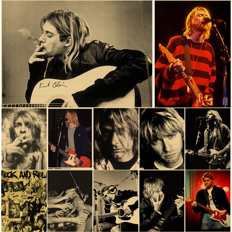 Jual Singer Kurt Cobain Retro Poster Kraft Paper Prints and Posters DIY ...