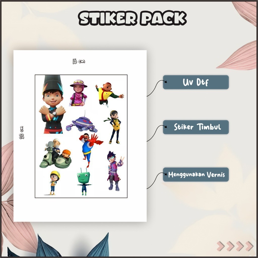 Jual Stiker Sticker Setiker Setikker Pack UV DTF Motif Boboiboy Hijau ...