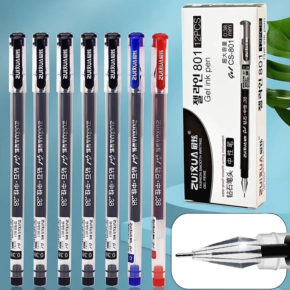 Jual 6/12 pcs Diamond Tip Gel Pens Set 0.38mm Black Blue Red Large ...