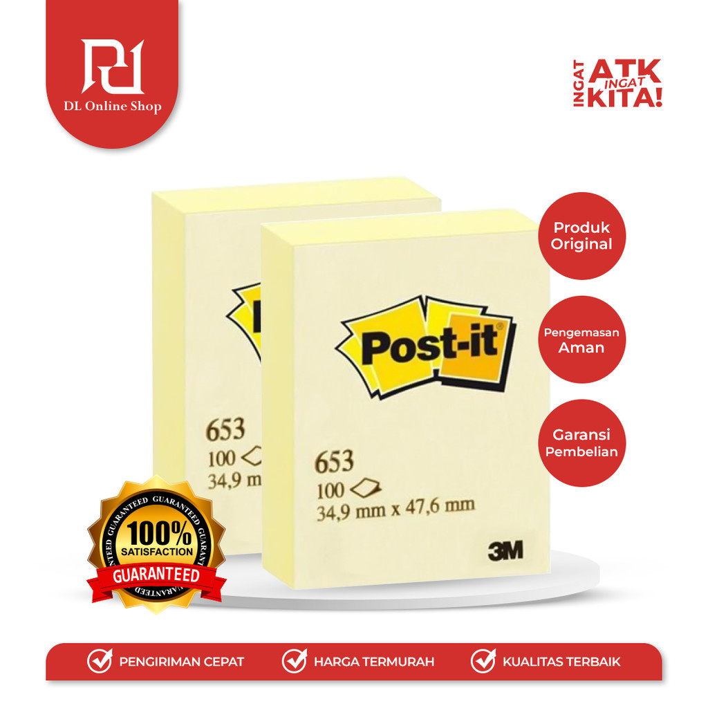 Jual POST IT 3M STICKY NOTE NO.653 (1PAD) | Shopee Indonesia