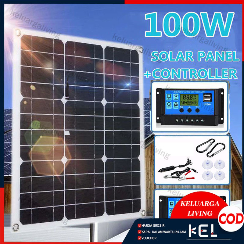 Jual 100W Solar Panel Solar Charge Controller LED Display Solar PWM 12V ...