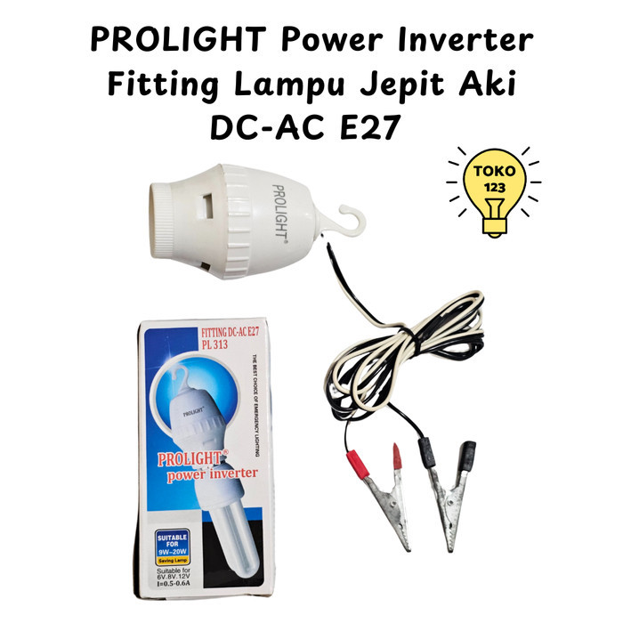 Jual Fitting Lampu Jepit Aki DC-AC E27 PROLIGHT Power Inverter PL313 ...