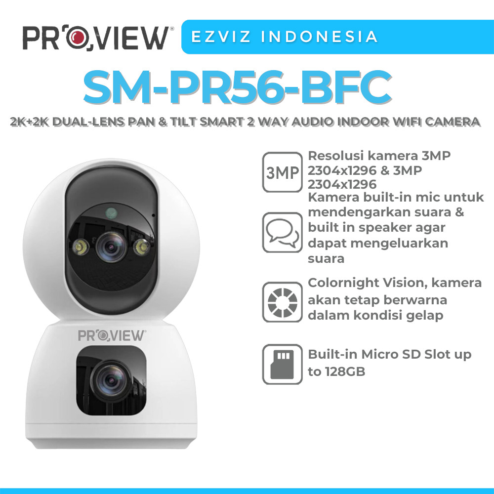 Jual PROVIEW SM-PR56-BFC (3MP&3MP) 2K+2K DUAL-LENS PAN & TILT SMART 2 ...