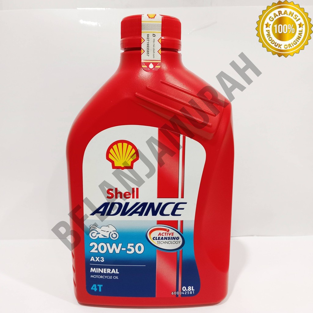 Jual Oli Motor 4T Shell Advance AX3 20w-50 0.8 Liter ASLI 100% | Shopee ...
