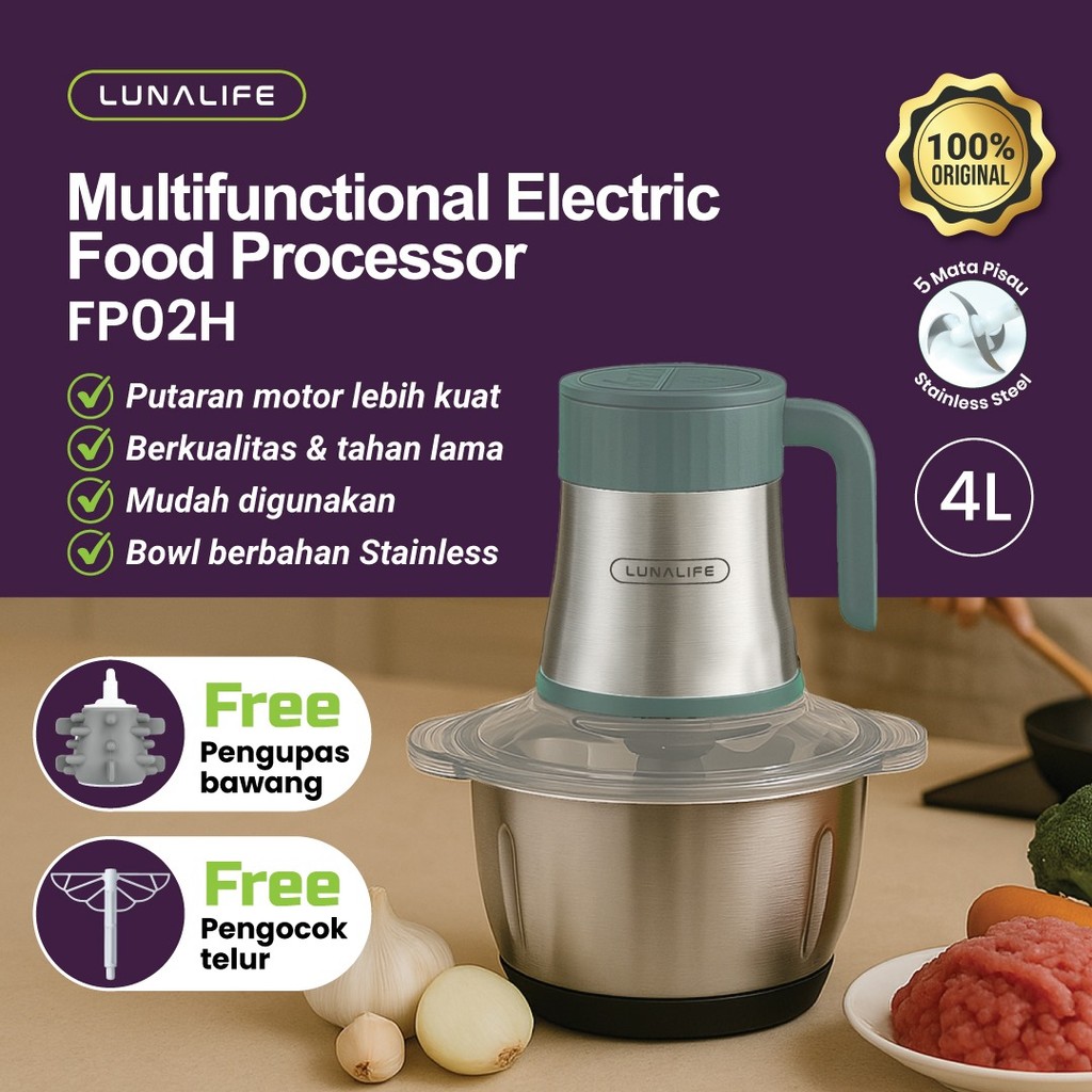 Jual CHOPPER LUNALIFE FP02H 4LITER STAINLESS | Penggiling Makanan ...