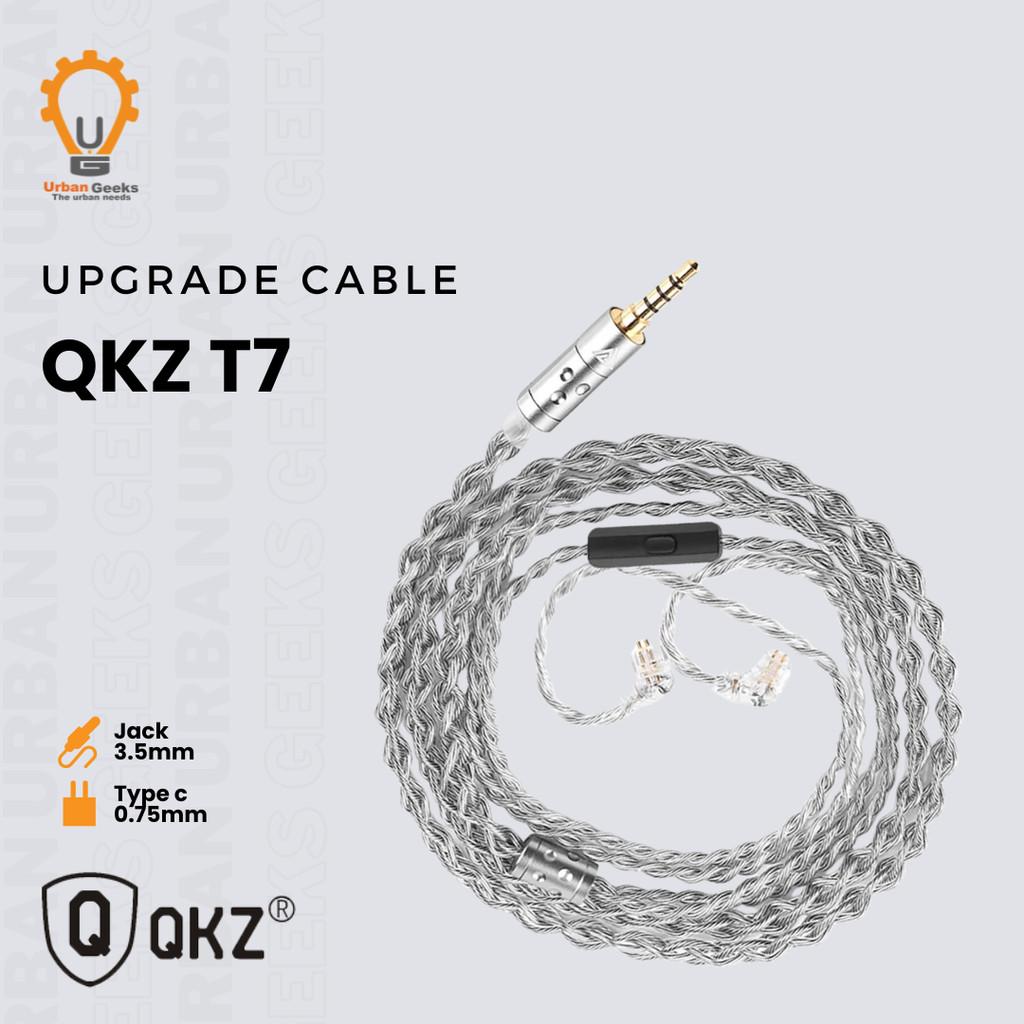 Jual QKZ T7 Upgrade Kabel Earphone 3.5mm 2PIN QDC 0.75mm Copper Silver ...