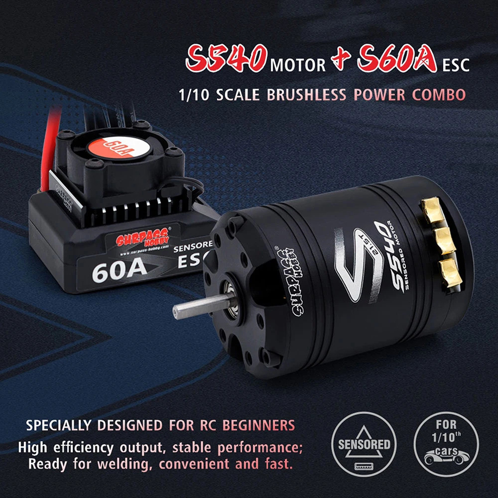 Fasizi 540 21T 4 Poles Brushed Motor and 60A Brushed ESC Combo with 6V